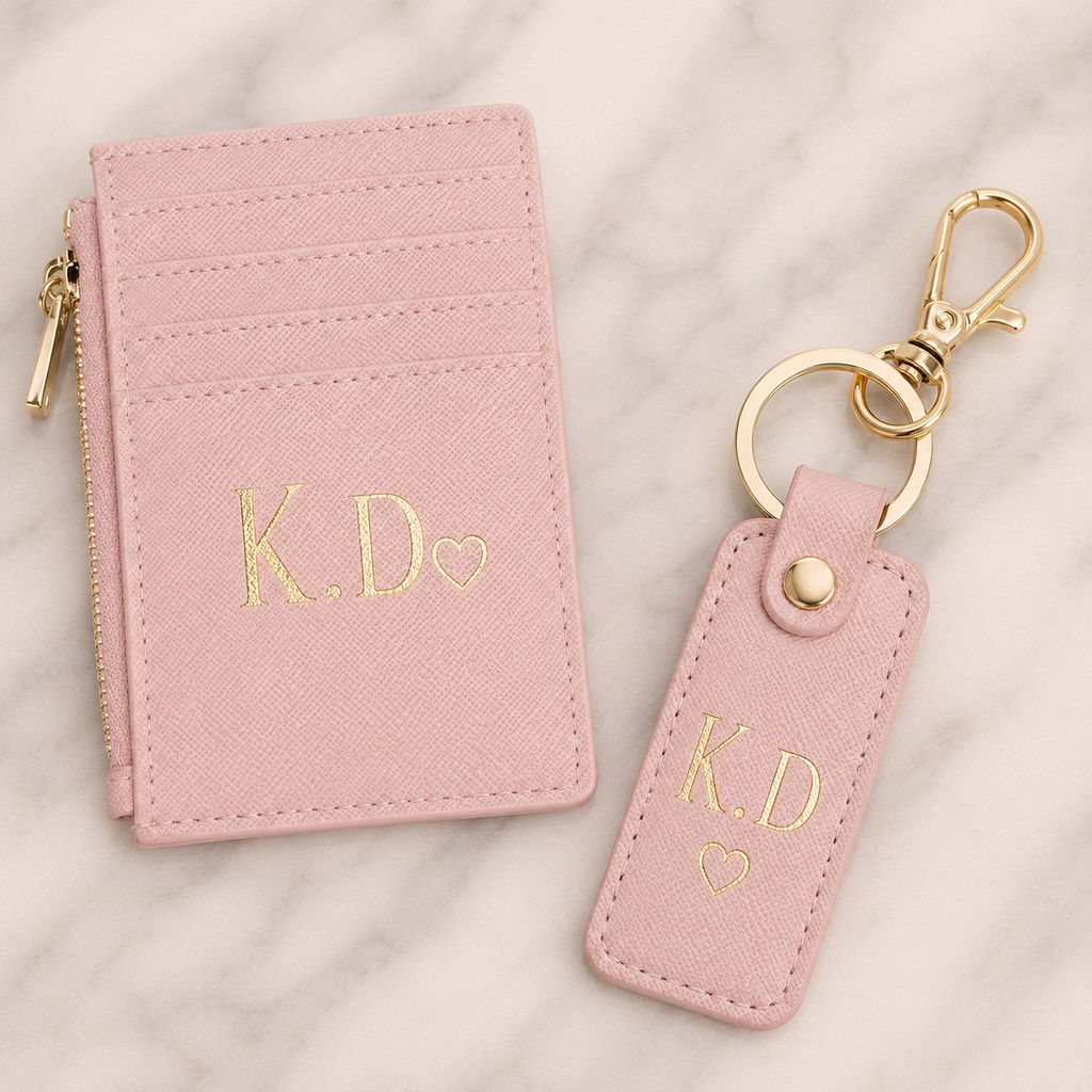 Saffiano Leather Slim Card Wallet & Keyring