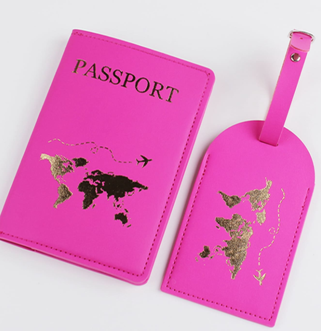 Passport Holder & Luggage Tag - Hot Pink
